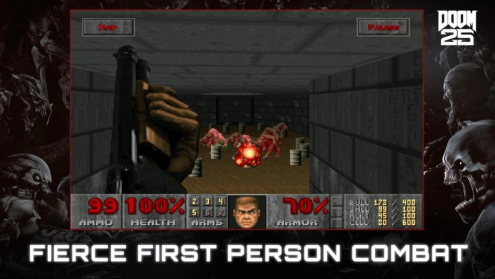 Doom, que inaugurou o gênero FPS como conhecemos hoje, está disponível para celulares — Foto: Divulgação/Bethesda Softworks