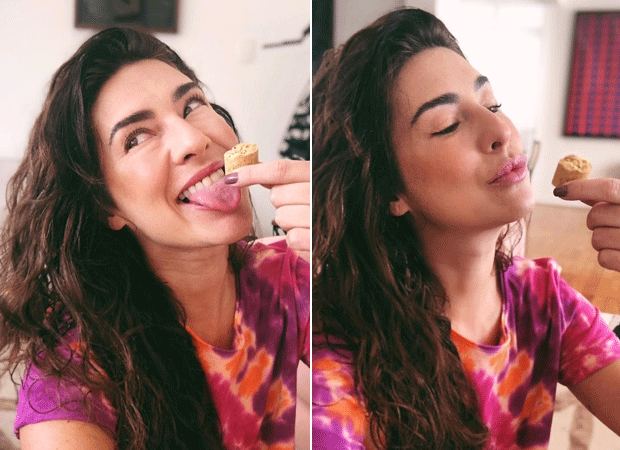 Fernanda Paes Leme come paçoca (Foto: Reprodução/Instagram)