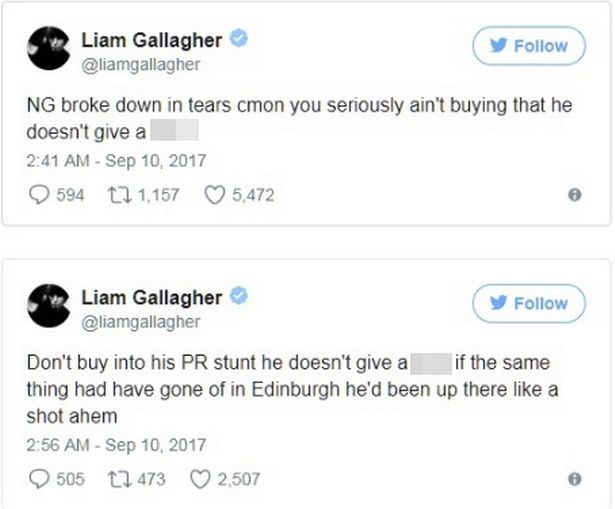 Liam Gallagher duvida dos sentimentos do irmão (Foto: reprodução/ Twitter)