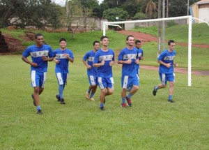 Jogadores do Costa Rica-MS se apresentam no Laertão (Foto: Fellipe Scatolin/Costa Rica-MS)