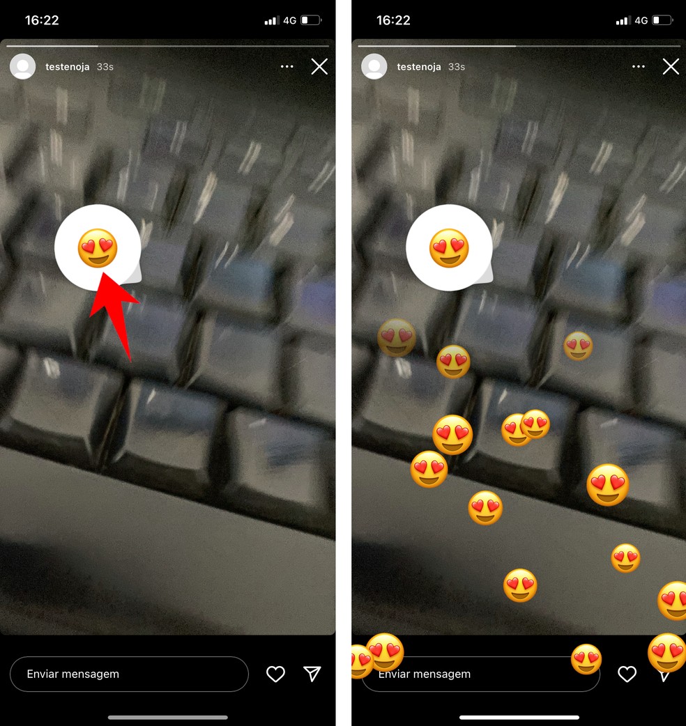 Como reagir a um story no Instagram com o adesivo de emoji — Foto: Reprodução/Rodrigo Fernandes