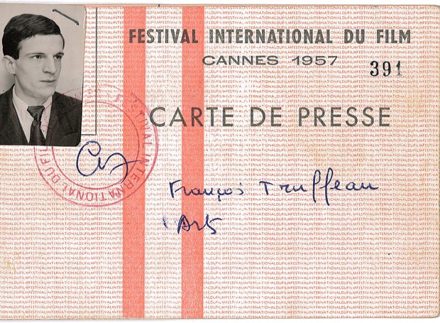 Credencial de imprensa de Truffaut pelo jornal Arts para o Festival de Cannes 1957 (Foto: Divulgação)