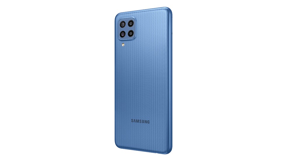 Galaxy M22 possui as quatro câmeras como um dos destaques — Foto: Divulgação/ Samsung