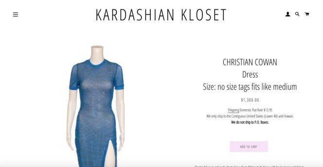 Vestido de Christian Cowan anunciado no site Kardashian Kloset (Foto: Reprodução / Kardashian Kloset)