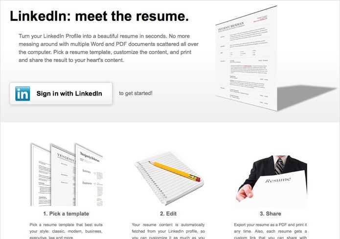 Acesse o site dedicado à criação de currículos do LinkedIn (Foto: Reprodução/Helito Bijora)