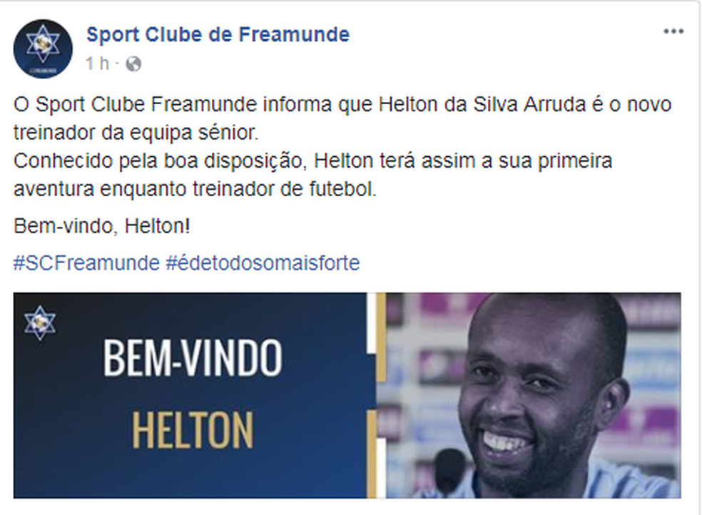 Freamunde divulgou a informação pelas redes sociais  (Foto: (Reprodução/Facebook))