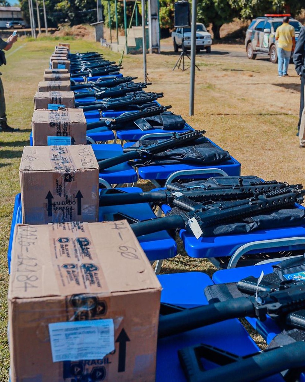Equipamentos entregues durante a solenidade. — Foto: Reprodução/Gabriel Paulino.