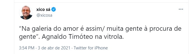 Xico Sá: adeus a Agnaldo Timóteo (Foto: Reprodução Twitter e Reprodução Instagram)