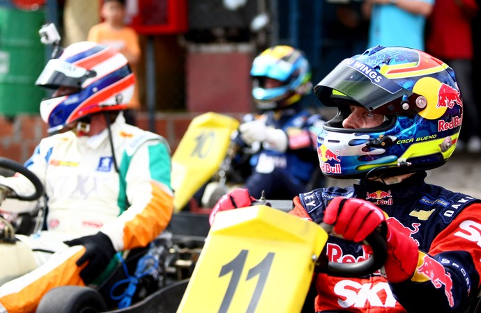 Chefes de equipe da Stock Car enfrentam desafio no kart (Foto: Bruno Terena / divulgação)