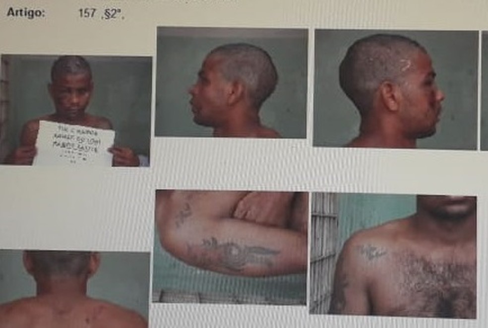 Túlio tem tatuagens específicas que podem ajudar a polícia a localizá-lo — Foto: Divulgação