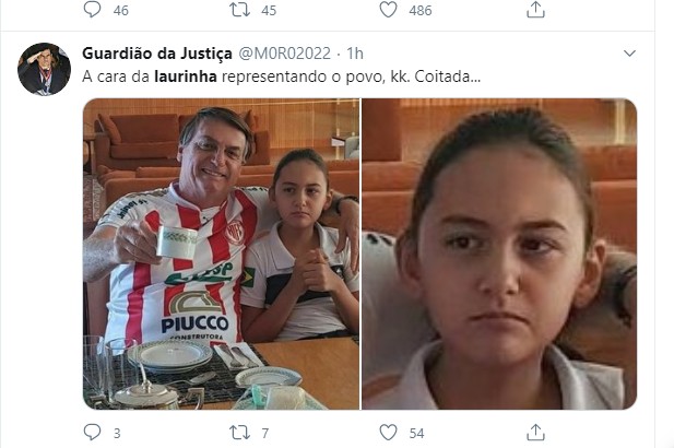 Nova foto de Laura Bolsonaro, filha de 13 anos do ex-presidente, circu