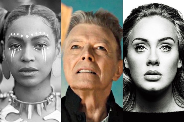 Beyoncé, David Bowie e Adele (Foto: Divulgação)