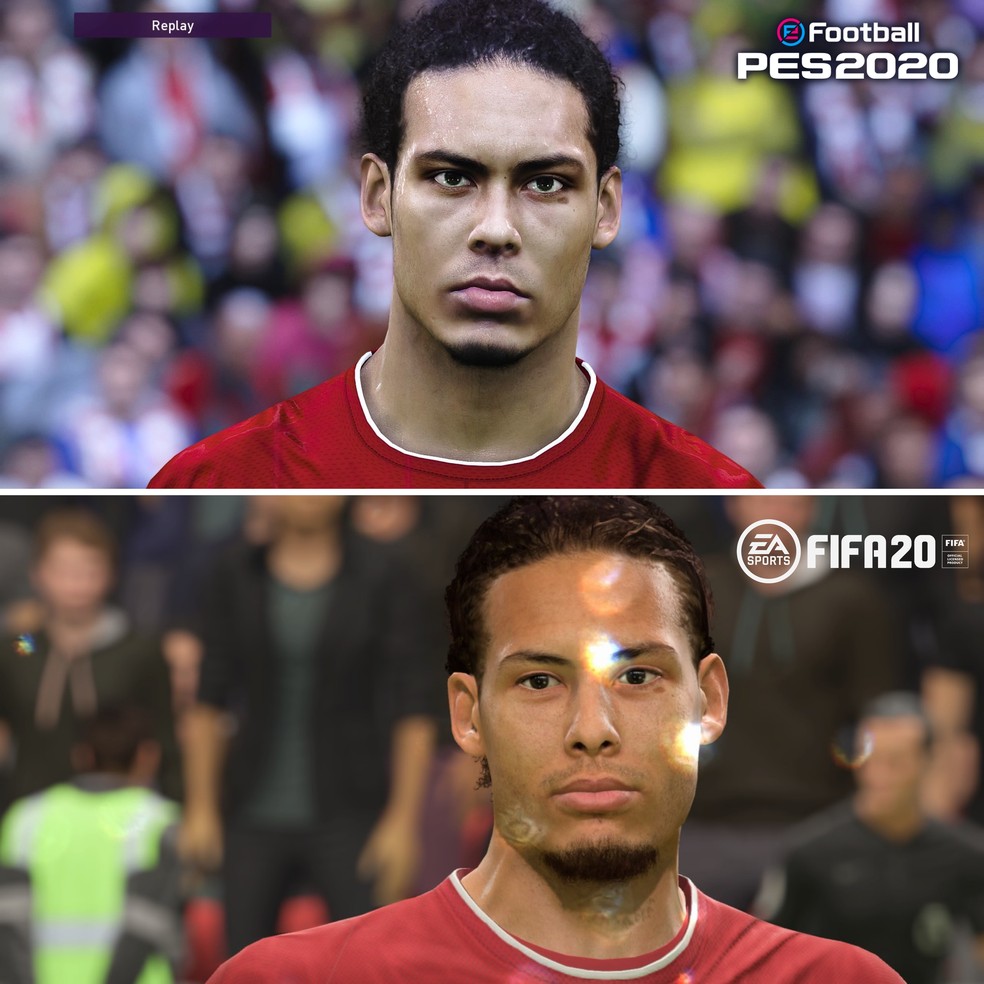 PES 2020 x FIFA 20: Virgil van Dijk — Foto: Reprodução