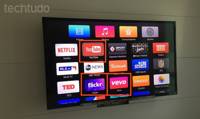 A Apple TV disponibiliza algumas páginas da Internet em forma de app (Foto: Gabriella Fiszman/ TechTudo)