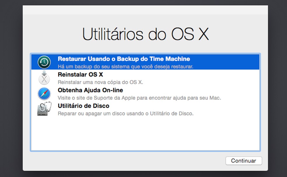 Ação para backup do macOS feito no Time Machine — Foto: Reprodução/Helito Bijora