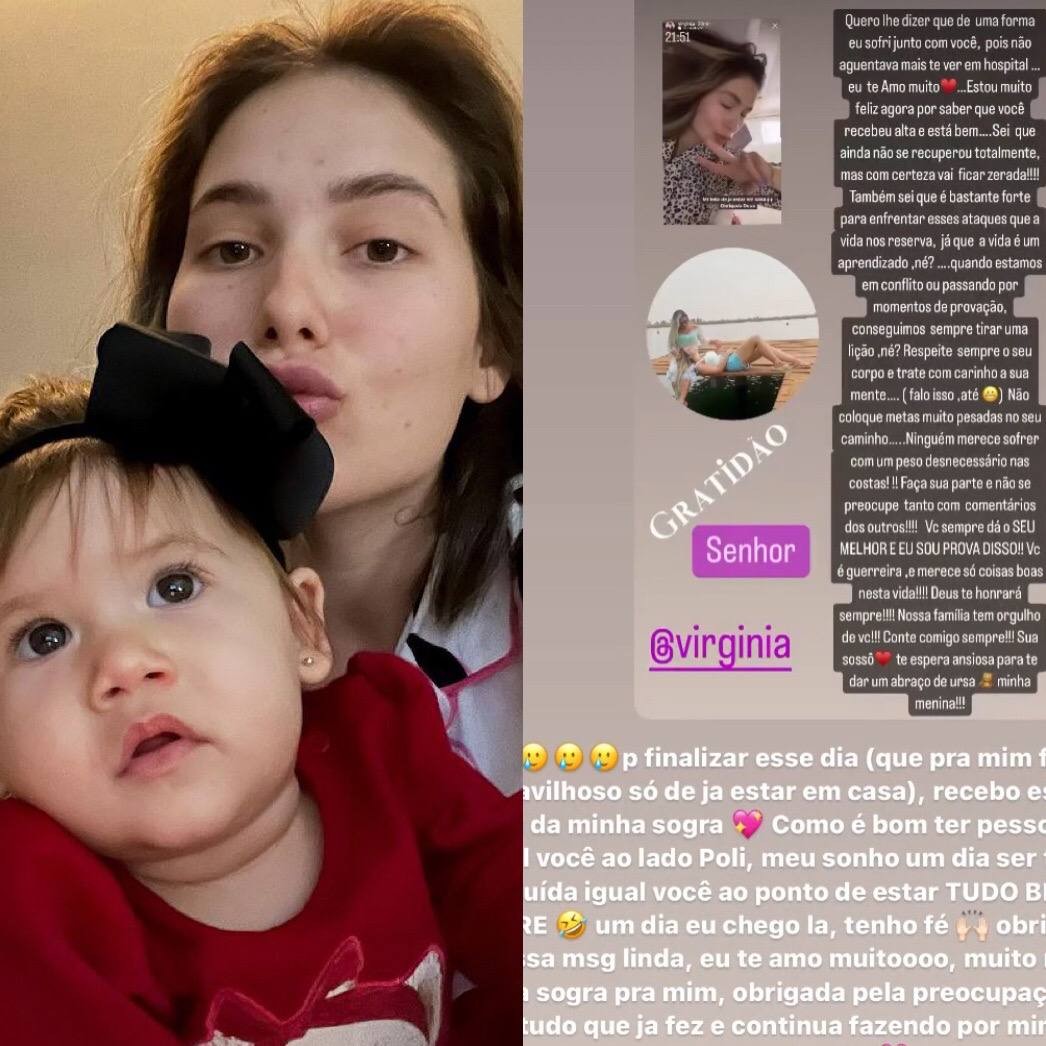 Virgínia Fonseca recebe mensagem carinhosa da sogra, Poliana: 'Eu te amo muito' (Foto: Reprodução / Instagram)