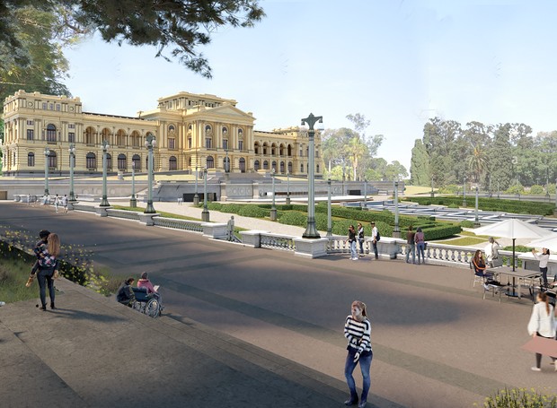 Os terraços laterais serão as vias de circulação e contemplação do Jardim Francês (Foto: H+F Arquitetos / Divulgação)