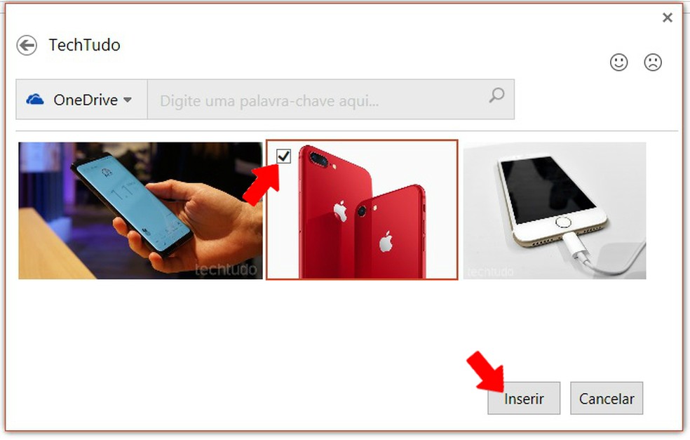 Selecione a foto na nuvem e a adicione ao seu slide (Foto: Reprodução/Rodrigo Fernandes)
