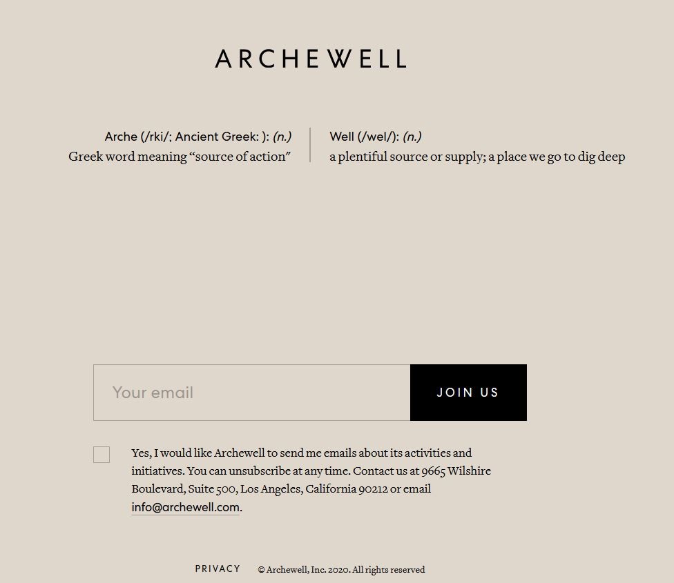Website da fundação Archwell, de Meghan Markle e príncipe Harry (Foto: Reprodução)