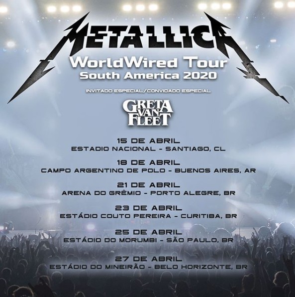 Turnê do Metallica pelo Brasil contará com Greta Van Fleet nas aberturas (Foto: Reprodução: Instagram)