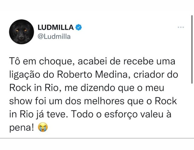 Ludmilla fala de ligação de Roberto Medina (Foto: Reprodução/Instagram)