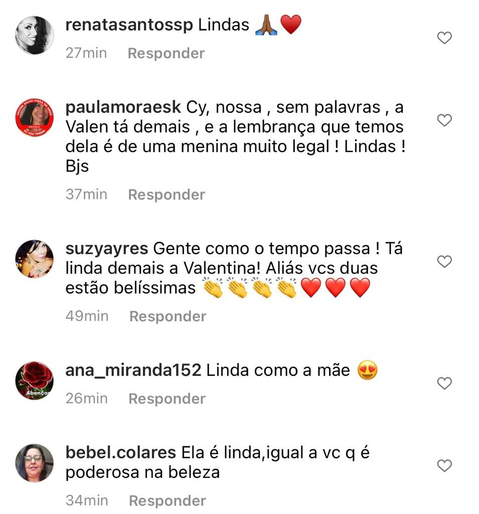  Internautas elogiam Valentina e Cynthia Benini (Foto: Reprodução/Instagram)
