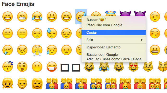 Copiando emoji para usar no Twitter (Foto: Reprodução/Helito Bijora)