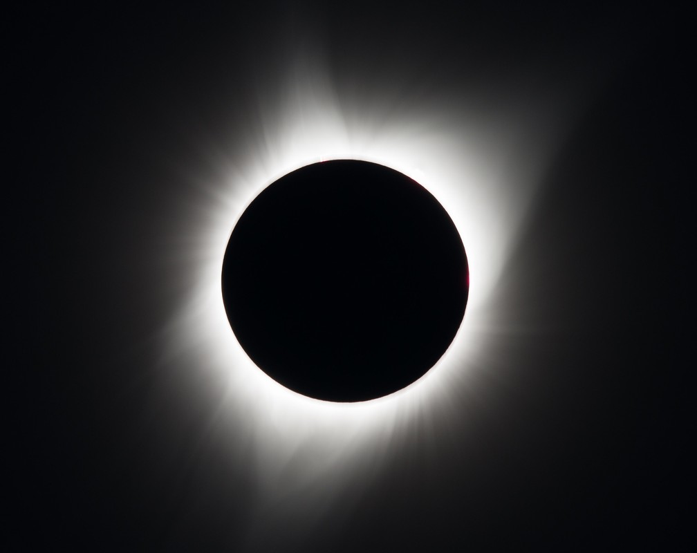 Eclipse solar total é visto no Oregon, nos Estados Unidos, em foto de 21 de agosto de 2017. — Foto: NASA/Aubrey Gemignani