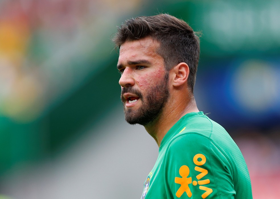 Alisson em aÃ§Ã£o contra a Ãustria neste domingo (Foto: Leonhard Foeger / Reuters)