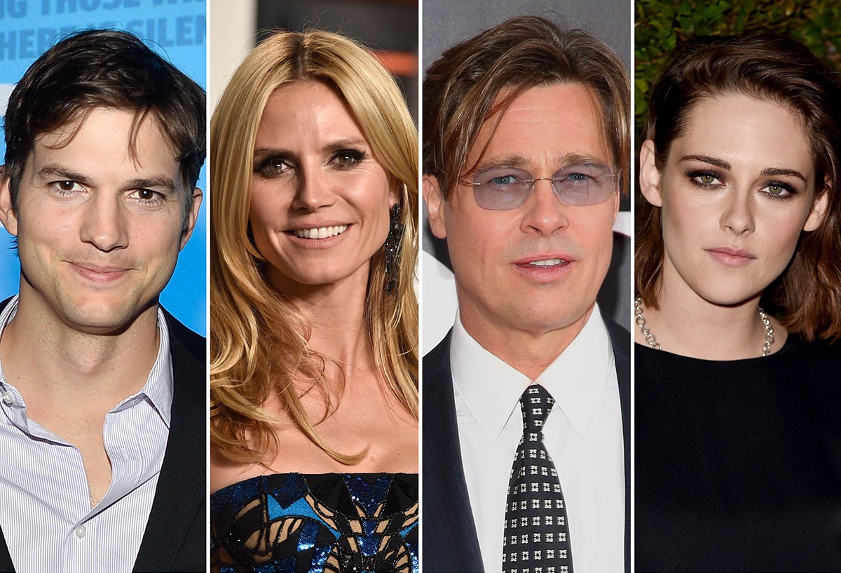 Ashton Kutcher, Heidi Klum, Brad Pitt e Kristen Stewart estão entre os que foram pegos traindo (Foto: Getty Images)