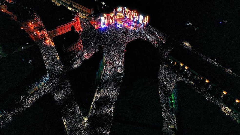 Marco Zero de Recife lotado na gravação do primeiro DVD do João Gomes — Foto: Reprodução/Instagram 