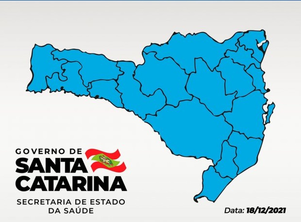 Mapa de risco da Covid-19 em Santa Catarina, em 18 de dezembro de 2021 — Foto: SES/Divulgação