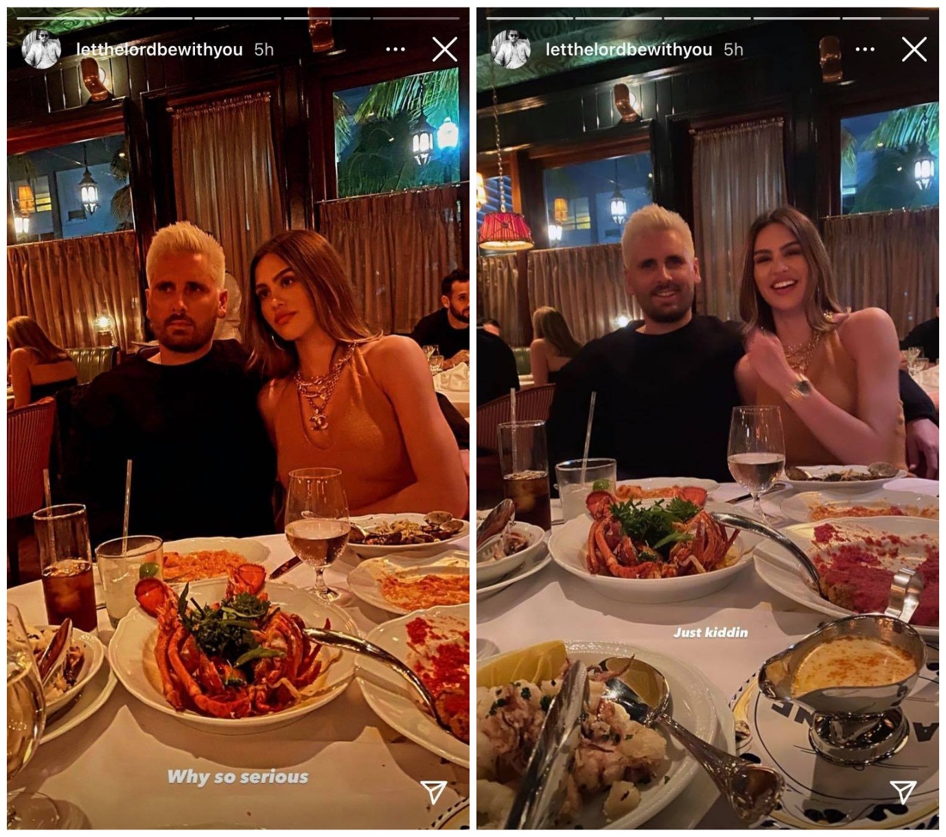 Os dois posts de Scott Disick oficializando seu namoro com a modelo Amelia Hamlin (Foto: Instagram)