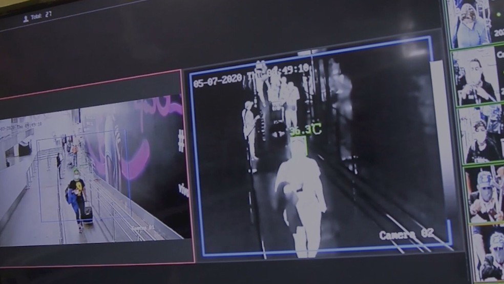 Sistema possui sensores faciais que detectam o rosto do passageiro no embarque do Aeroporto de Brasília — Foto: Inframerica/Divulgação