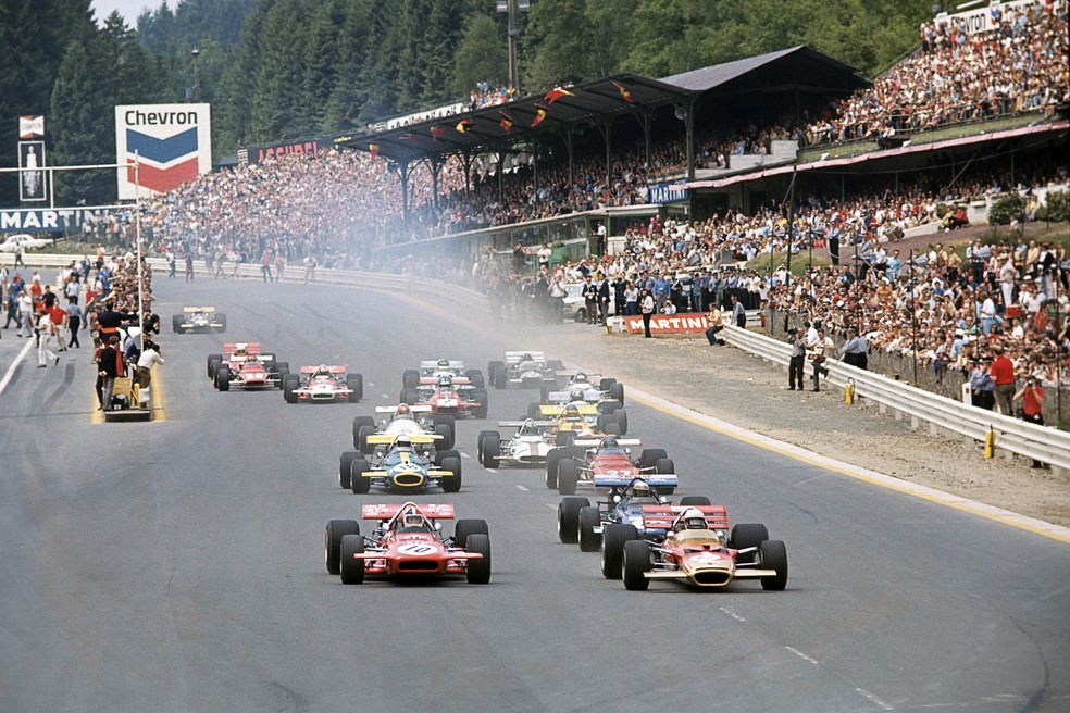 Largada do GP da Bélgica de 1970, em Spa-Francorchamps — Foto: Getty Images