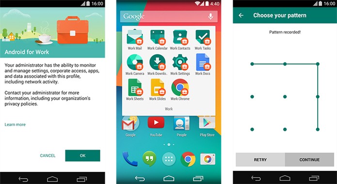 Aplicativo Android form Wok separa assuntos profissionais no dispositivo (Foto: Divulga??o/Google)