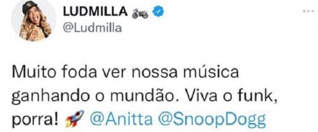 Ludmilla parabeniza Anitta por Coachella (Foto: Reprodução/Twitter)