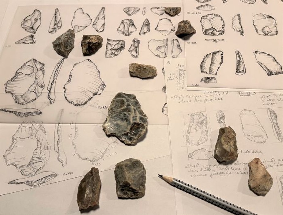 Artefatos da Caverna Tunel Wielki, feitos há meio milhão de anos pelo Homo heildelbergensis