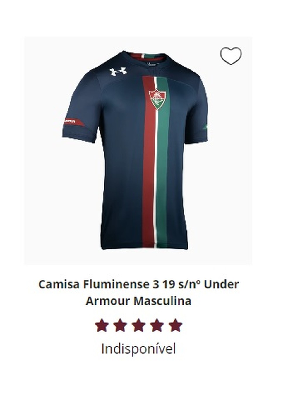 Camisa azul está indisponível no site do Fluminense — Foto: Reprodução