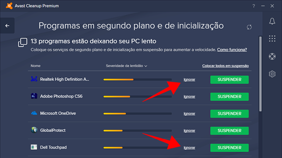Remova da lista os itens essenciais para o PC, como drivers (Foto: Reprodução/Paulo Alves)