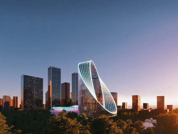 Estúdio revela detalhes de arranha-céu sustentável com formato inusitado na China (Foto: Divulgação)