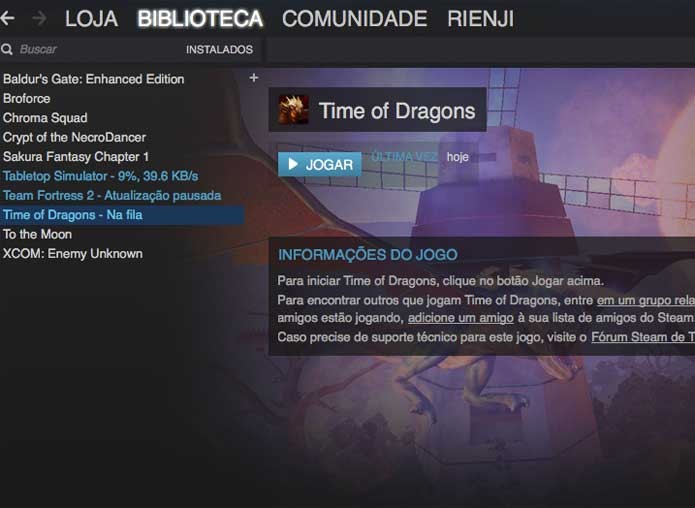 O jogo estará na sua biblioteca do Steam, mas não o apague (Foto: Reprodução/Felipe Vinha)