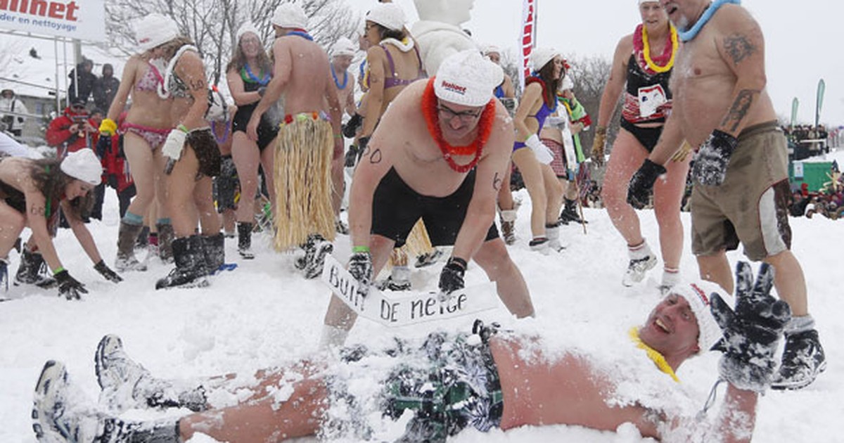G1 – Canadians “swim” in the snow during the winter carnival