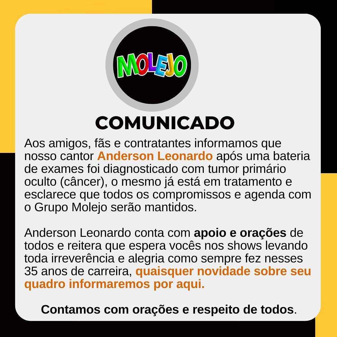 Anderson Leonardo, do grupo Molejo, é diagnosticado com câncer (Foto: Reprodução/Instagram)