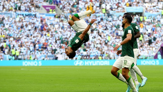 Salem Al-Dawsari comemora gol da Arábia Saudita contra a Argentina