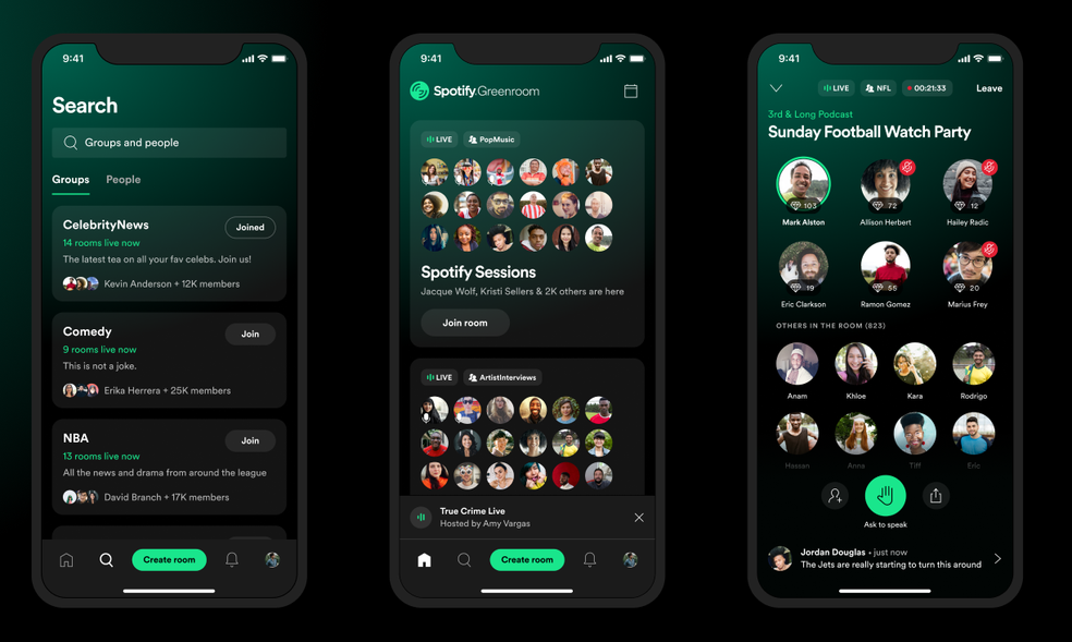 Spotify Greenroom é um app de conversas por voz ao vivo — Foto: Divulgação/Spotify