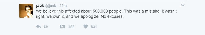 CEO do Twitter assumiu o erro e pediu desculpas aos usuários (Foto: Reprodução/Isabela Giantomaso)
