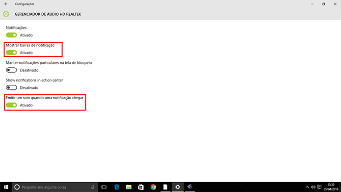 Usuário pode escolher entre manter banner ou som da notificação do Realtek no Windows 1 (Foto: Reprodução/Elson de Souza)