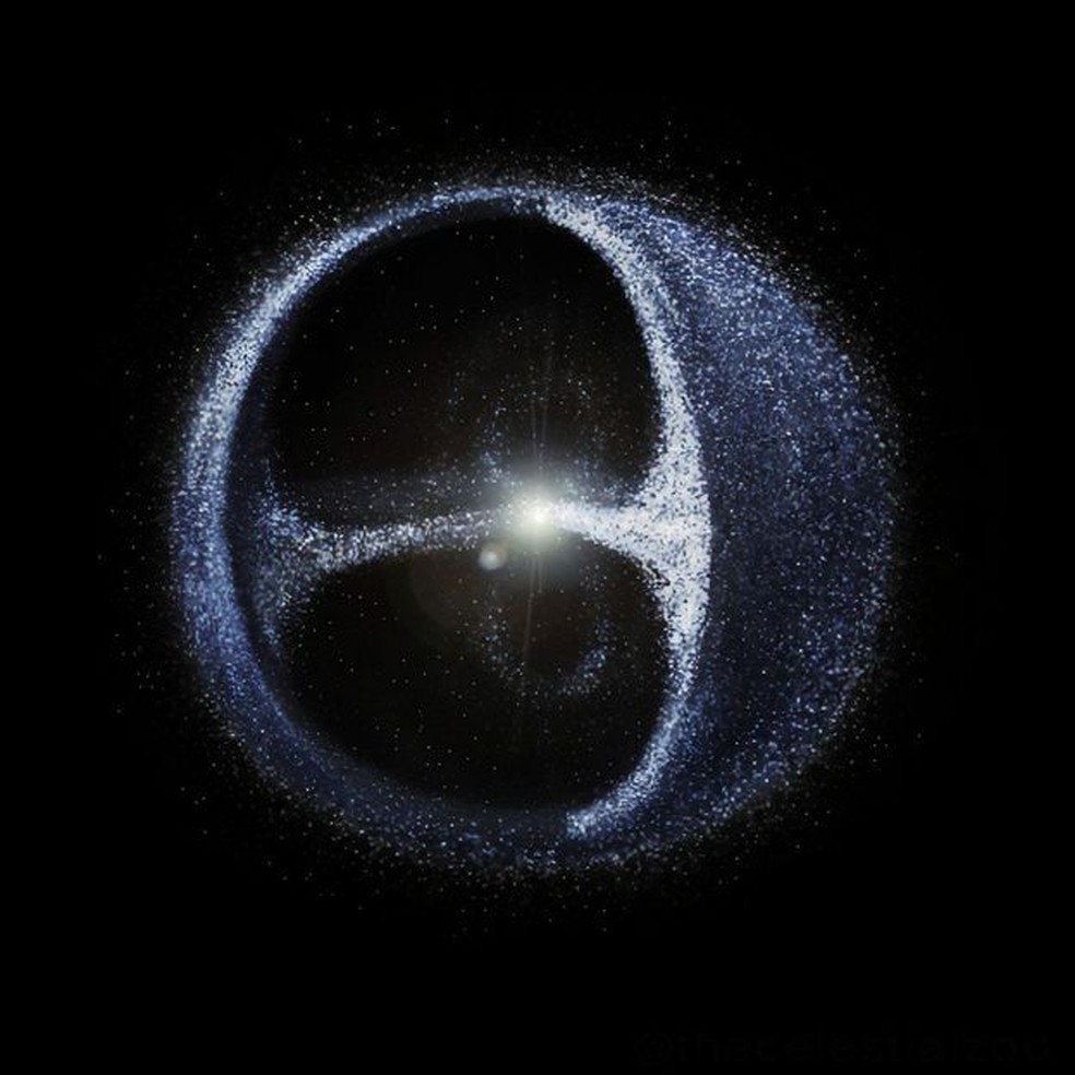 Acredita-se que a Nuvem de Oort consiste em bilhões, senão trilhões, de pedaços de gelo e rocha que se formaram aproximadamente ao mesmo tempo que os planetas — Foto: Pablo Carlos Budassi