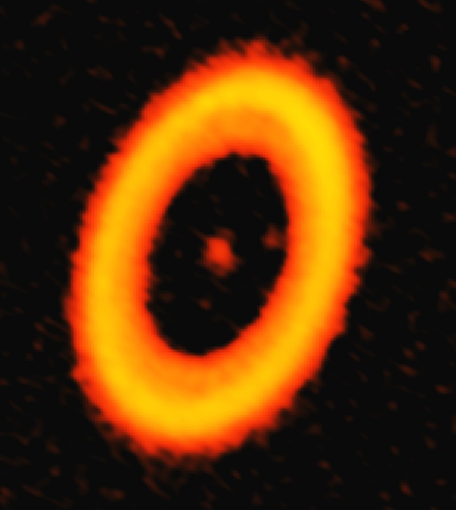 Disco de poeira próximo à estrela  PDS 70 (Foto: ALMA (ESO/NAOJ/NRAO); A. Isella.)